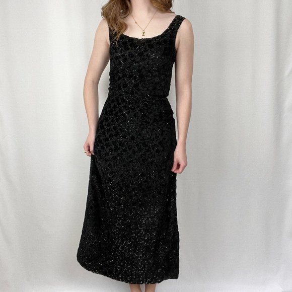 Rare Vintage Jean Muir London Sparkle Glitter Velvet Midi Maxi Dress Blazer Set - Picture 1 of 9